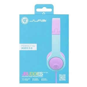 JBuddies Folding Gen 2 Kids Headphones‎ Wired  (Purple/Teal) New
